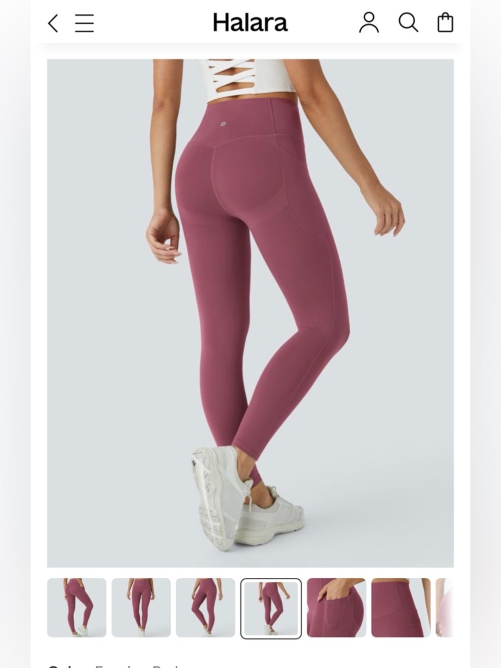 Halara Viral Legging Tummy Butt Control Mauve High-Waist Pocket MSRP $42